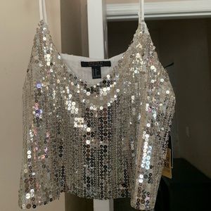 White sequin crop top. NWT.